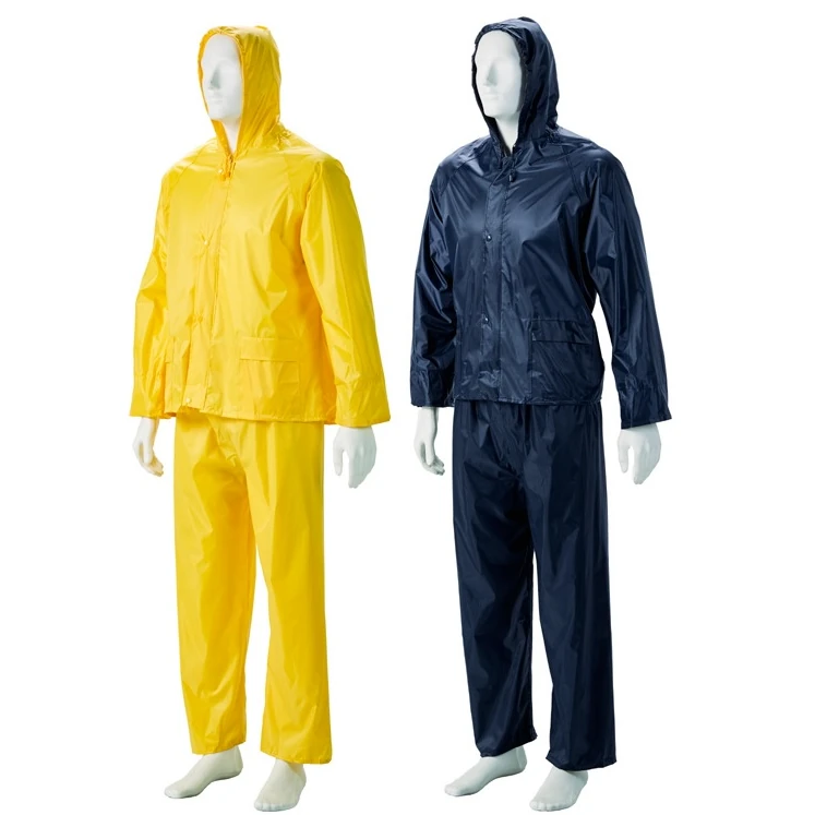 PVC Rubberised Rain Suit Navy & Yellow